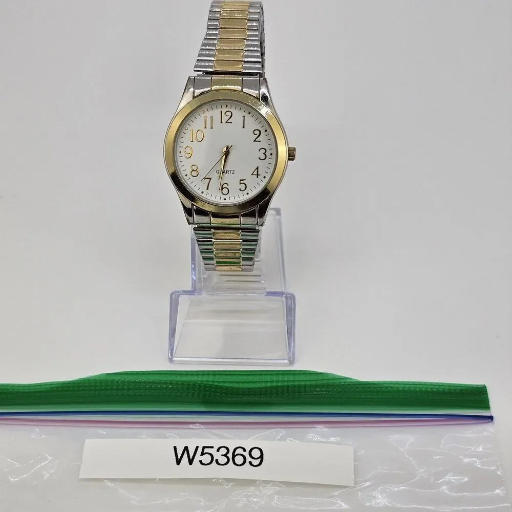 37MM Men's Watch White Dial‎ Two Tone Expandable Band 7